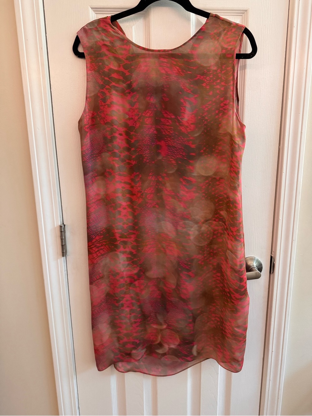 ELIE TAHARI Silk Abstract Print Sleeveless Dress Semi Sheer Size Medium